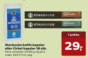 Starbucks kaffe kapsler eller Cirkel kapsler 18 stk