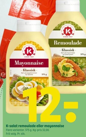 Coop 365 K-salat remoulade eller mayonnaise tilbud