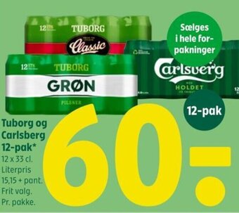 Coop 365 Tuborg og Carlsberg 12-pak tilbud