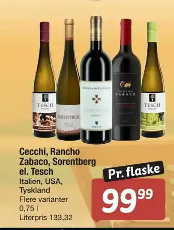 Fakta Tyskland Cecchi, Rancho Zabaco, Sorentberg el. Tesch tilbud