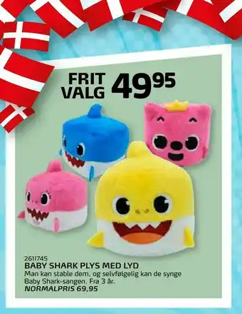 Legekæden Baby shark plys med lyd tilbud