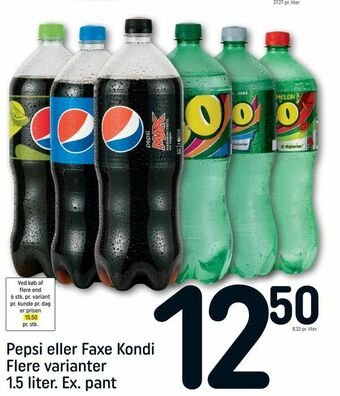 REMA 1000 Pepsi eller Faxe Kondi 1,5 liter tilbud