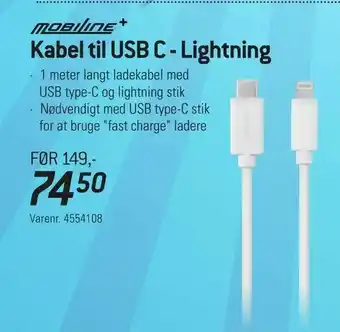 Thansen Kabel til USB C - Lightning tilbud