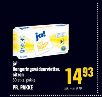 Otto Duborg Ja! rengøringsvådservietter, citron tilbud
