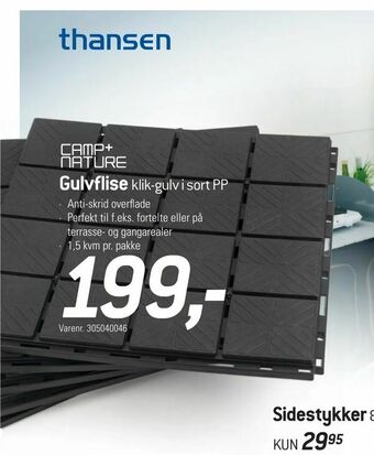 Thansen Gulvflise klik-gulv i sort PP tilbud