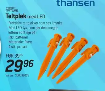 Teltpløk med LED