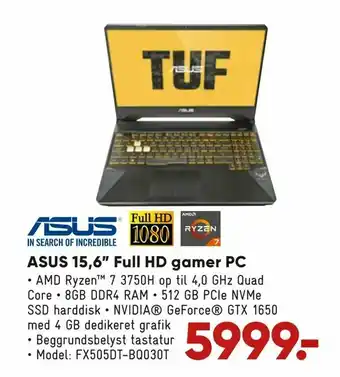 ASUS 15,6" Full HD gamer PC