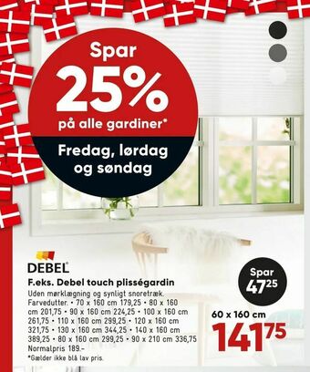 Bilka Debel touch plisségardin tilbud