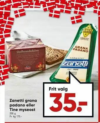 Zanetti grana padano eller Tine myseost