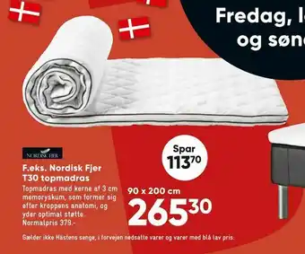 Bilka Nordisk Fjer T30 topmadras 90 x 200 cm tilbud