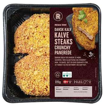Kalvesteaks m/crunchy pan., 225 g