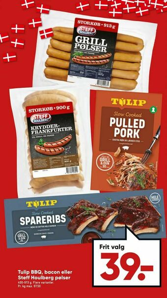 Bilka Tulip BBQ, bacon eller Steff Houlberg pølser tilbud