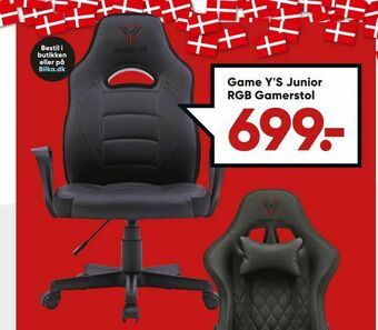 Bilka Game Y'S Junior RGB Gamerstol tilbud