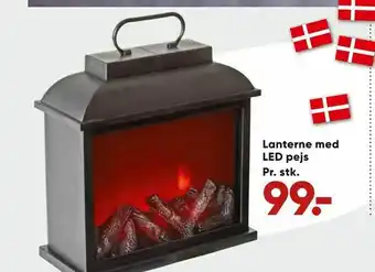 Lanterne med LED pejs