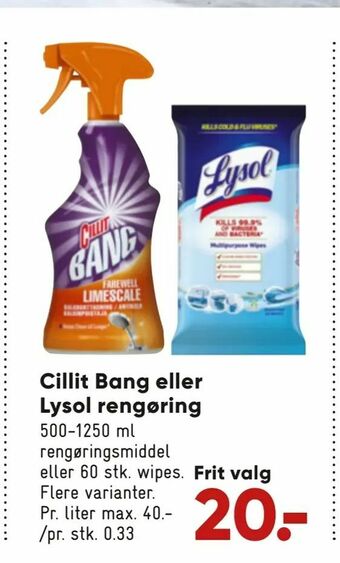 Bilka Cillit Bang eller Lysol rengøring tilbud