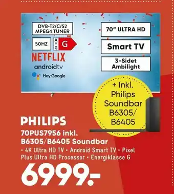 Bilka Philips 70PUS7956 inkl. B6305/B6405 Soundbar tilbud
