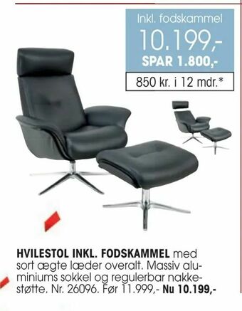 Daells Bolighus Hvilestol inkl. fodskammel tilbud