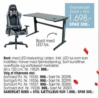Daells Bolighus Gamersæt bord + stol tilbud