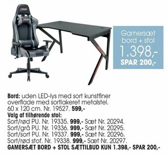 Daells Bolighus Gamersæt bord + stol tilbud