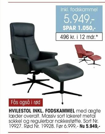 Daells Bolighus Hvilestol inkl. fodskammel tilbud