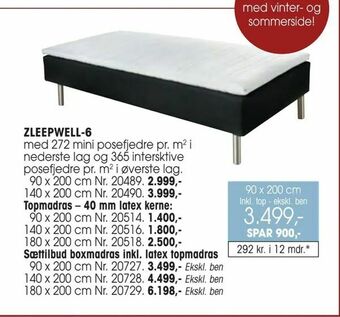 Daells Bolighus Sættilbud boxmadras inkl. latex topmadras tilbud