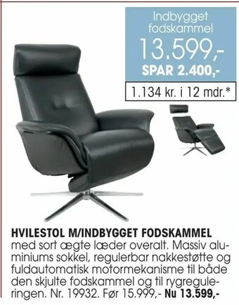 Daells Bolighus Hvilestol m/indbygget fodskammel tilbud