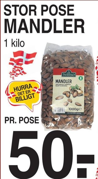 ABC Lavpris STOR POSE MANDLER tilbud