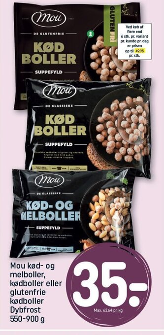 Mou kød- og melboller, kødboller eller glutenfrie kødboller Dybfrost 550-900 g