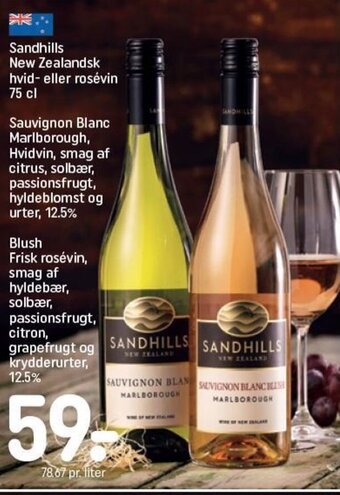 REMA 1000 Sandhills New Zealandsk hvid- eller rosévin 75 cl tilbud
