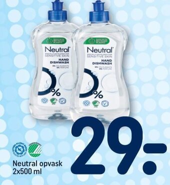 REMA 1000 Neutral opvask 2x500 ml tilbud