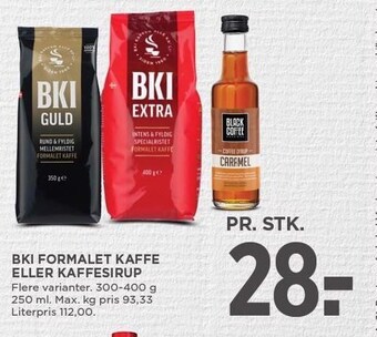MENY Bki formalet kaffe eller kaffesirup tilbud