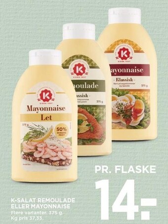 MENY K-salat remoulade eller mayonnaise tilbud