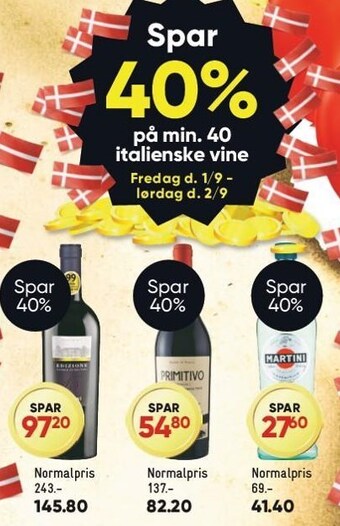 Bilka Spar 40% på min. 40 italienske vine tilbud