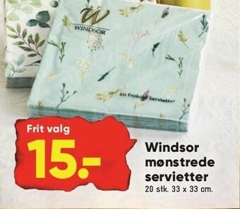Bilka Windsor mønstrede servietter tilbud