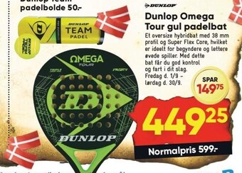 Bilka Dunlop omega tour gul padelbat tilbud