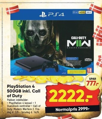 Bilka Playstation 4 500gb inkl. call of duty tilbud
