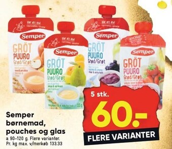 Bilka Semper børnemad, pouches og glas tilbud