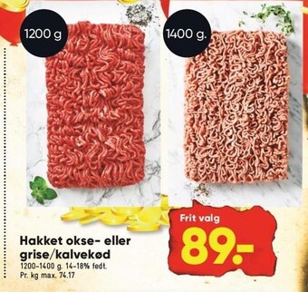 Bilka Hakket okse- eller grise/kalvekød tilbud