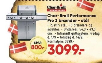 Bilka Char-broil performance pro 3 brænder - stål tilbud
