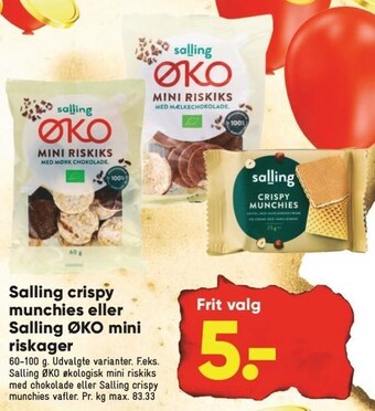 Bilka Salling crispy munchies eller salling øko mini riskager tilbud
