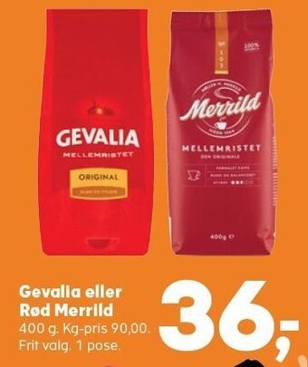 Kvickly Gevalia eller rød merrild tilbud