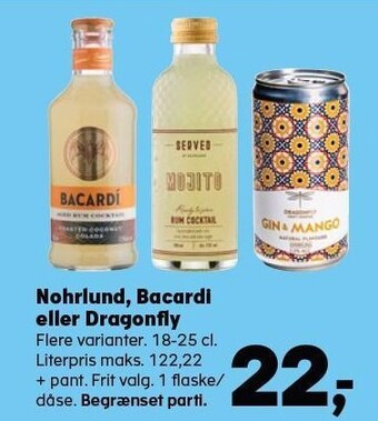 Kvickly Nohrlund, bacardi eller dragonfly tilbud