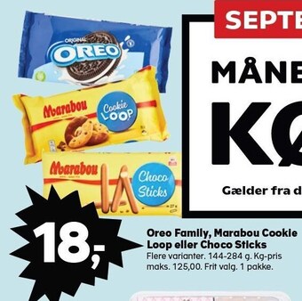 Kvickly Oreo family, marabou cookie loop eller choco sticks tilbud