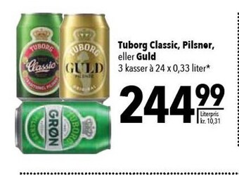 Citti Tuborg classic, pilsner eller guld - 3 kasser tilbud