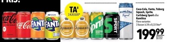 Citti Coca-cola, fanta, tuborg squash, sprite, carlsberg sport eller romlösa - 3 kasser tilbud