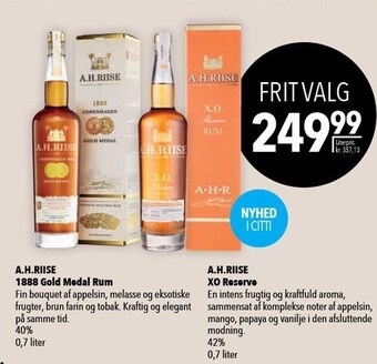 A.h.riise 1888 gold medal rum eller a.h.riise xo reserve