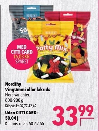 Citti Nordthy vingummi eller lakrids tilbud