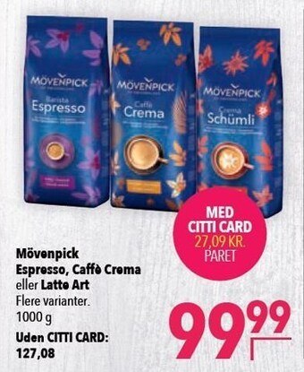 Citti Mövenpick espresso, caffé crema eller latte art tilbud