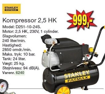 Harald Nyborg Stanley fatmax kompressor 2,5 hk tilbud