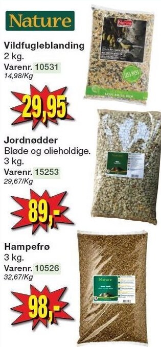 Harald Nyborg Nature vildfugleblanding, jordnødder eller hampefrø tilbud